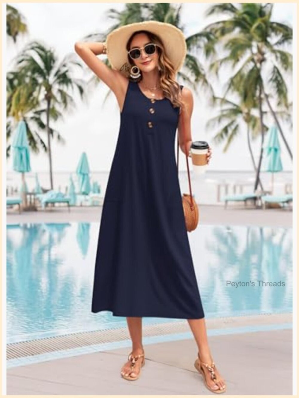 Sleeveless Button Down Loose Maxi Dress with Pockets - Picture 5 of 7